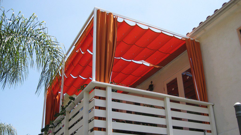 Red Sliding on Wire Awning
